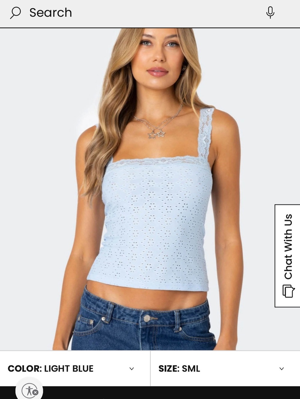 Edikted Virginia Lace Trim Eyelet Tank Top